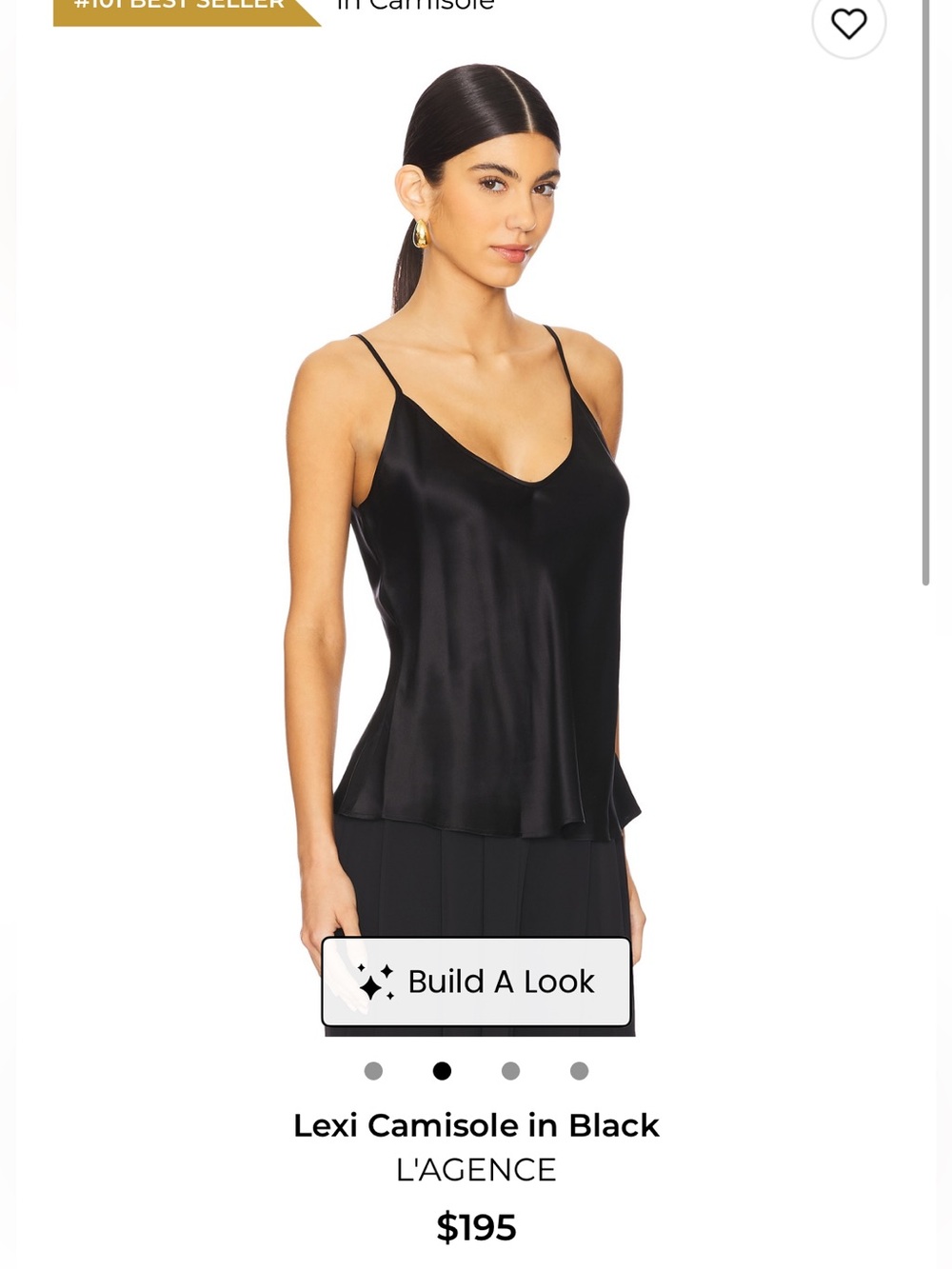 NWT L'AGENCE Black Satin V-Neck Camisole